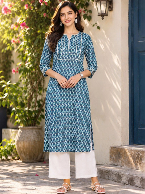 KALINI Women Ethnic Motifs Printed Thread Work Kurta