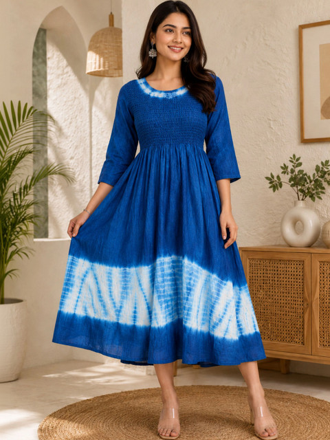 KASIBAA Tie and Dye Dyed A-Line Maxi Dress