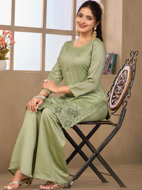 Sangria Embellished Tunic with Palazzos - Image 6