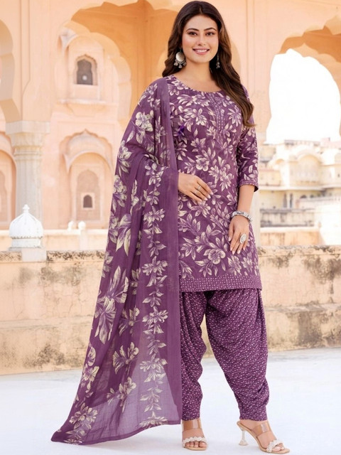 shree jeenmata collection Printed Pure Cotton Unstitched Dress Material - Image 2