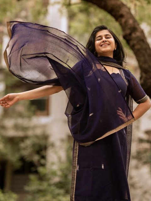 GoSriKi Women Ethnic Motifs Printed Regular Thread Work Kurta with Trousers & With Dupatta - Image 4
