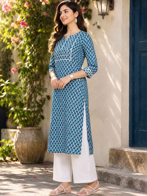 KALINI Women Ethnic Motifs Printed Thread Work Kurta - Image 2