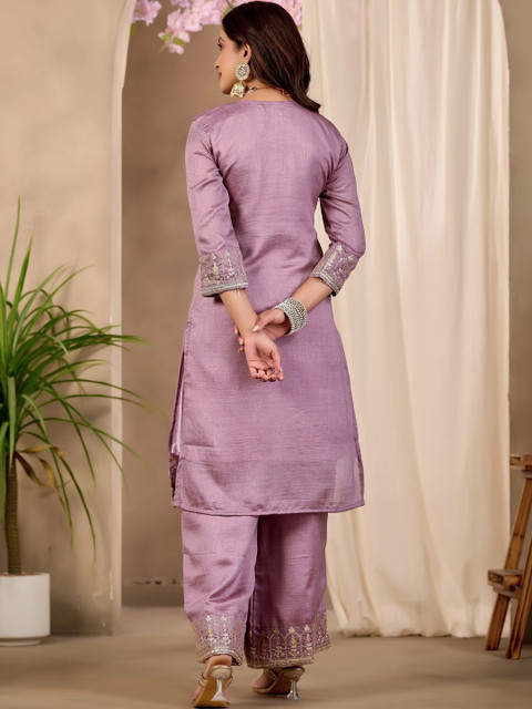 Sangria Embroidered Tunic with Palazzos - Image 4