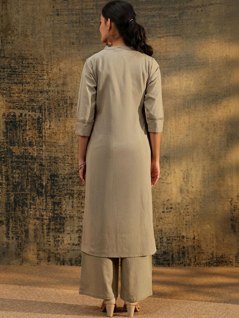 Libas Floral Embroidered Tunic with Trousers - Image 3