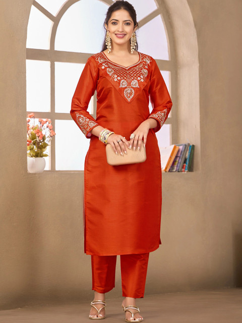 Sangria Embroidered Tunic with Trousers