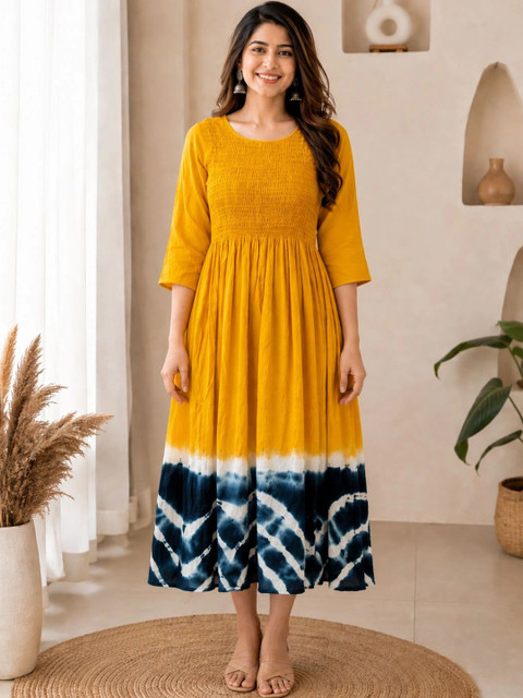 KASIBAA Tie and Dye Dyed A-Line Midi Dress