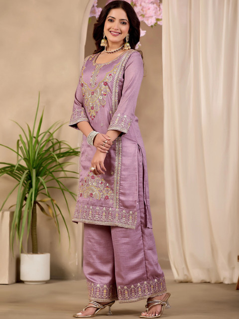 Sangria Embroidered Tunic with Palazzos - Image 5