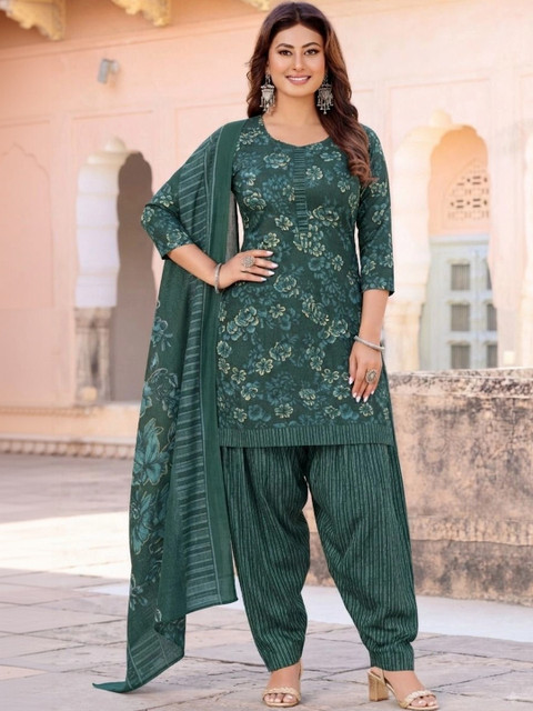 shree jeenmata collection Printed Pure Cotton Unstitched Dress Material - Image 2