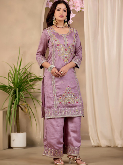 Sangria Embroidered Tunic with Palazzos - Image 7