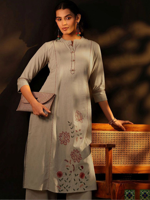 Libas Floral Embroidered Tunic with Trousers
