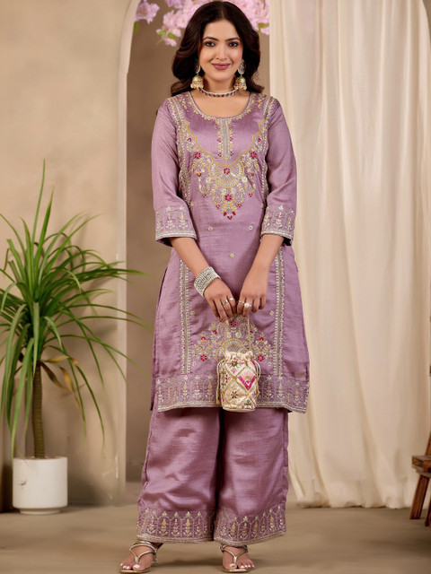 Sangria Embroidered Tunic with Palazzos