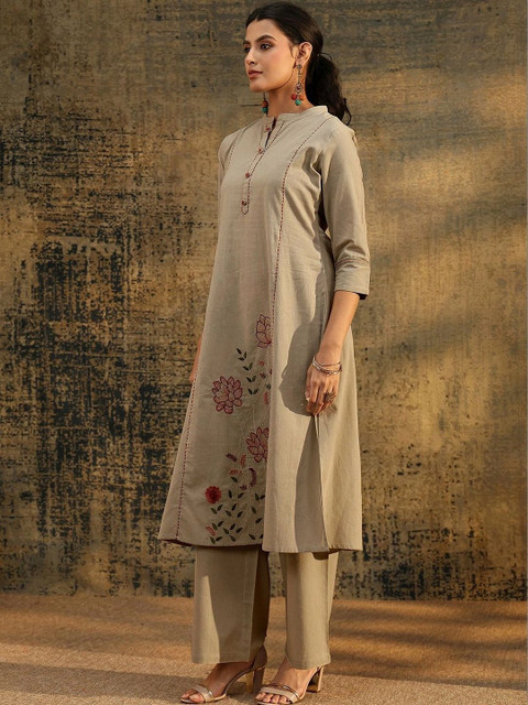 Libas Floral Embroidered Tunic with Trousers - Image 4