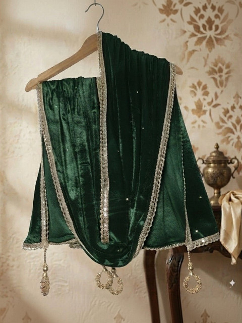 GLOBAL DRESS Velvet Dupatta with Sequinned - Image 2