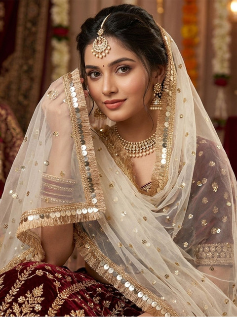 Navti Creations Women Cream Sequined Dupatta