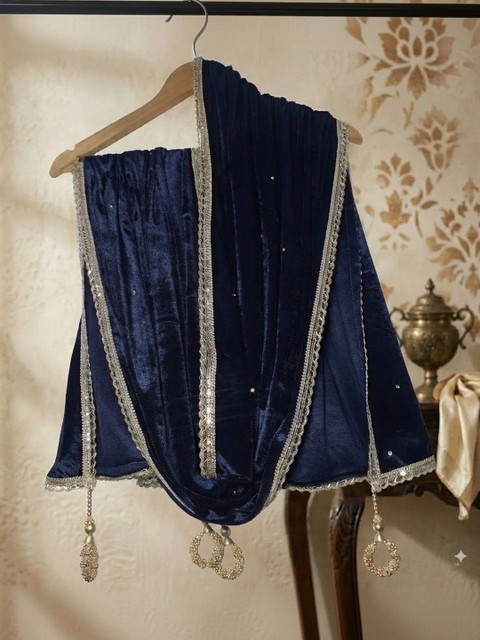 GLOBAL DRESS Velvet Dupatta with Sequinned - Image 2