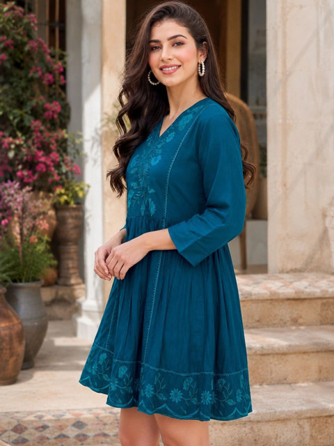 SZN Floral Embroidered A-Line Dress - Image 6
