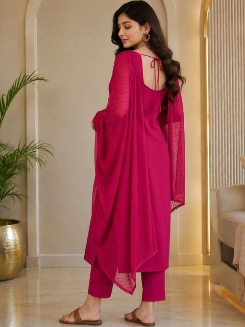 Dhalreza Women Regular Pure Cotton Kurta with Trousers & With Dupatta - Image 4