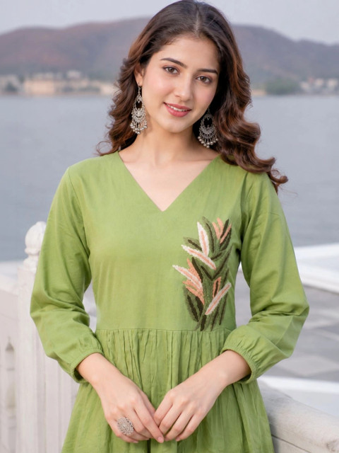 NAVYAAZRI Women Embellished Embroidered A-Line Dress - Image 4