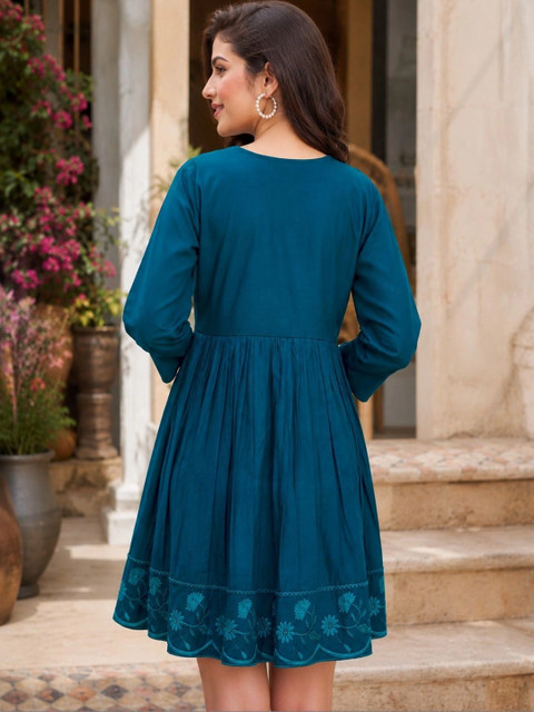 SZN Floral Embroidered A-Line Dress - Image 2
