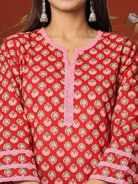 Sangria Women Ethnic Motifs Printed Regular Pure Cotton Kurta with Patiala & With Dupatta - Image 6