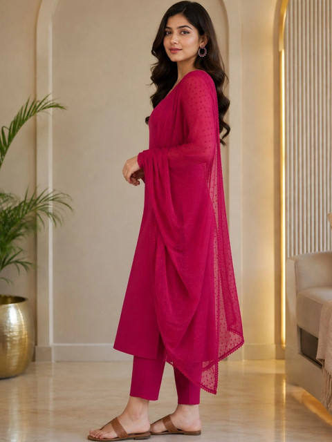 Dhalreza Women Regular Pure Cotton Kurta with Trousers & With Dupatta - Image 3
