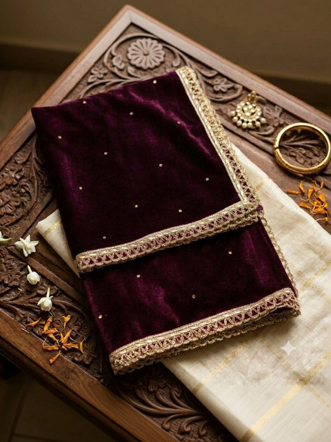 GLOBAL DRESS Velvet Dupatta with Zari - Image 4