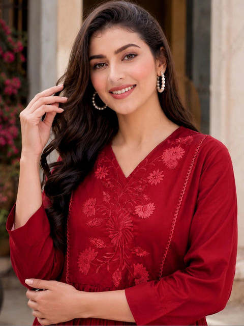 SZN women Floral Embroidered A-Line Dress - Image 6