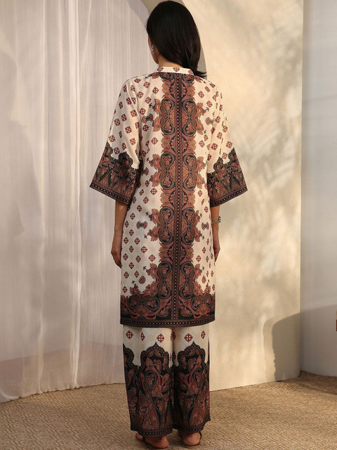 Libas Off White Printed Cotton Blend Co-Ord Sets - Image 4