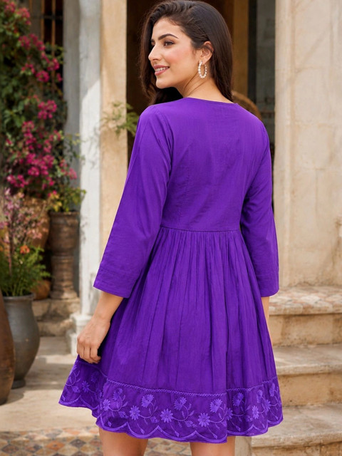 Puretouch Floral Embroidered A-Line Mini Dress - Image 2