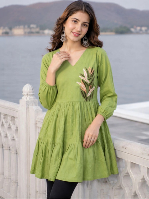 NAVYAAZRI Women Embellished Embroidered A-Line Dress - Image 2