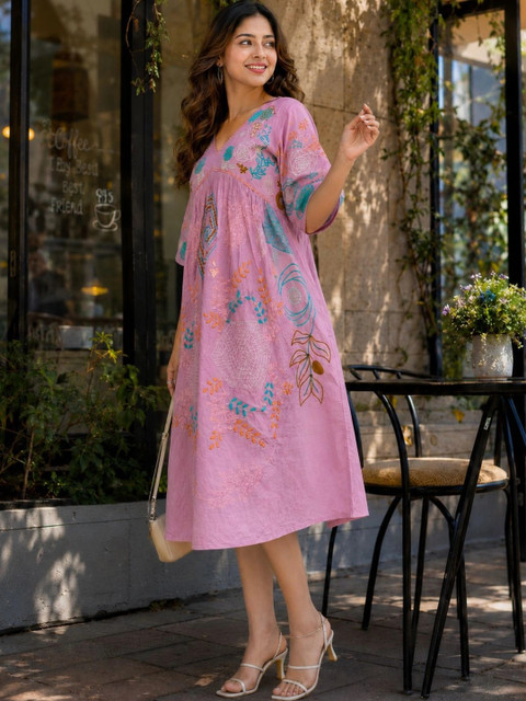 CORSICA Floral Print A-Line Dress - Image 4