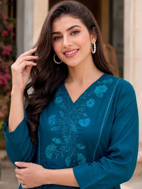 SZN Floral Embroidered A-Line Dress - Image 3
