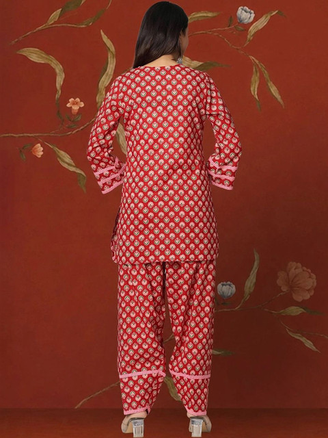 Sangria Women Ethnic Motifs Printed Regular Pure Cotton Kurta with Patiala & With Dupatta - Image 7