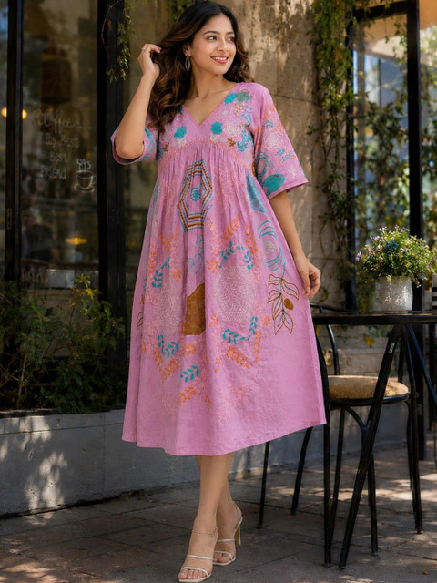 CORSICA Floral Print A-Line Dress