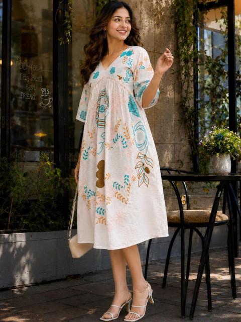 Moda Rapido Floral Print A-Line Midi Dress - Image 4