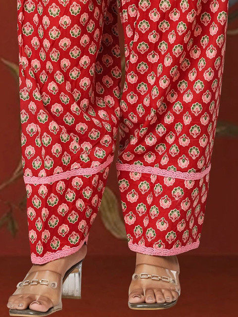 Sangria Women Ethnic Motifs Printed Regular Pure Cotton Kurta with Patiala & With Dupatta - Image 5