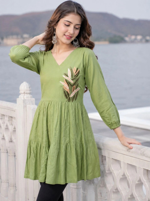 SZN Women Ethnic Motifs Embroidered A-Line Dress