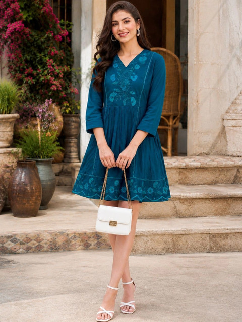 SZN Floral Embroidered A-Line Dress - Image 5