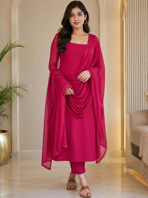 Dhalreza Women Regular Pure Cotton Kurta with Trousers & With Dupatta