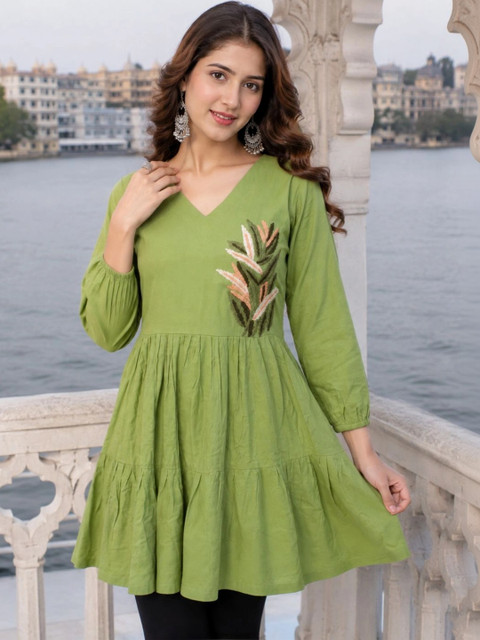 SZN Women Ethnic Motifs Embroidered A-Line Dress - Image 4