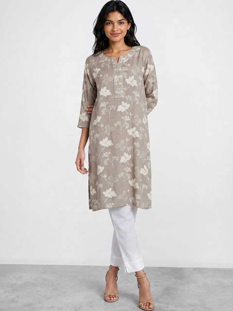 Melange by Lifestyle Women Floral Printed Thread Work Floral Kurta - Image 3