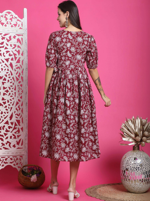 Roly Poly Floral Print A-Line Midi Dress - Image 2