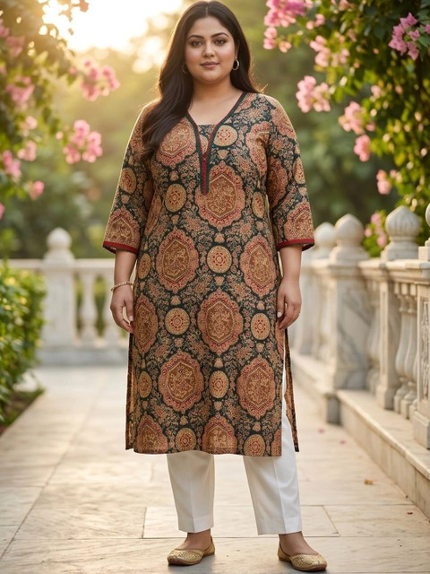 Sztori Women Ethnic Motifs Printed Thread Work Indie Prints Kurta