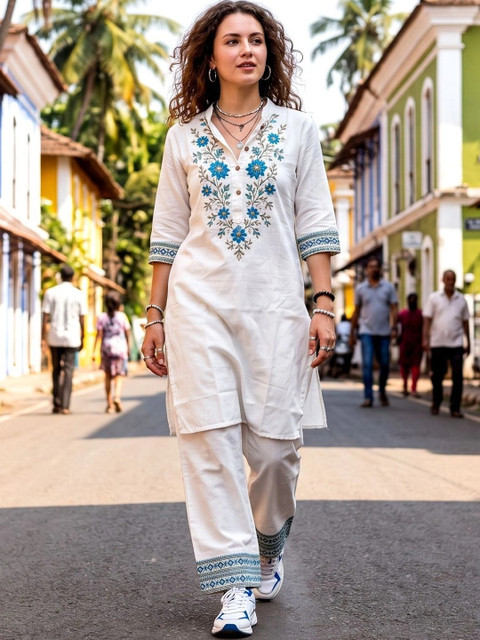 Laasika Embroidered Tunic with Trousers