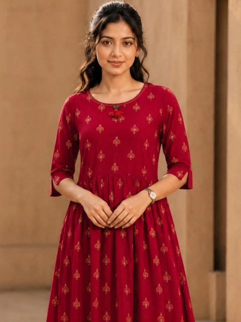 Avishya Ethnic Motifs Print A-Line Midi Dress - Image 2