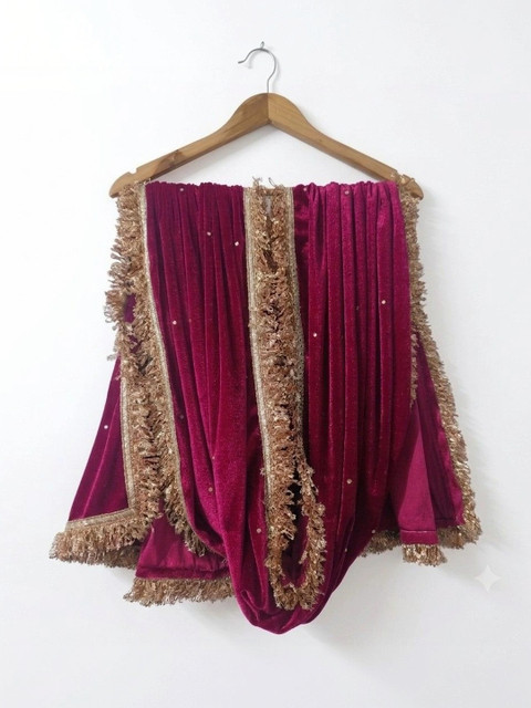 GLOBAL DRESS Velvet Dupatta with Sequinned