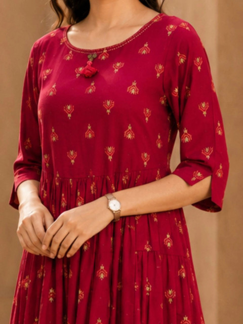 Avishya Ethnic Motifs Print A-Line Midi Dress - Image 5