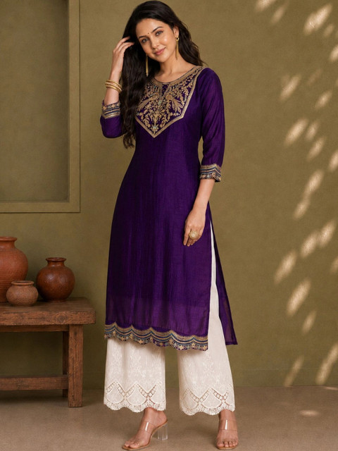 rarethread Women Ethnic Motifs Embroidered Kurta - Image 5