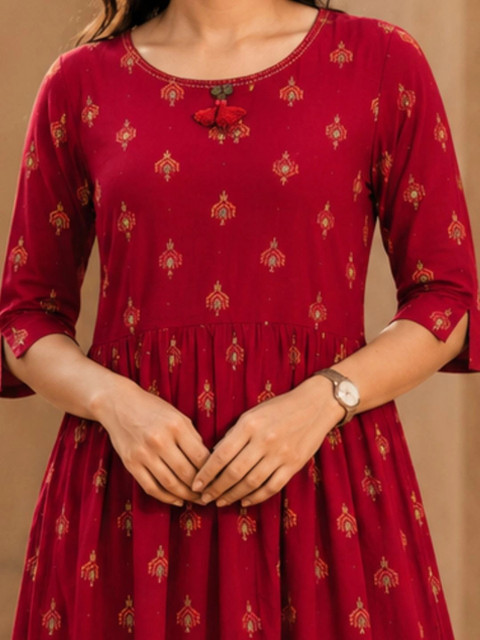Avishya Ethnic Motifs Print A-Line Midi Dress - Image 7