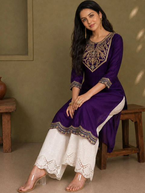 rarethread Women Ethnic Motifs Embroidered Kurta - Image 4